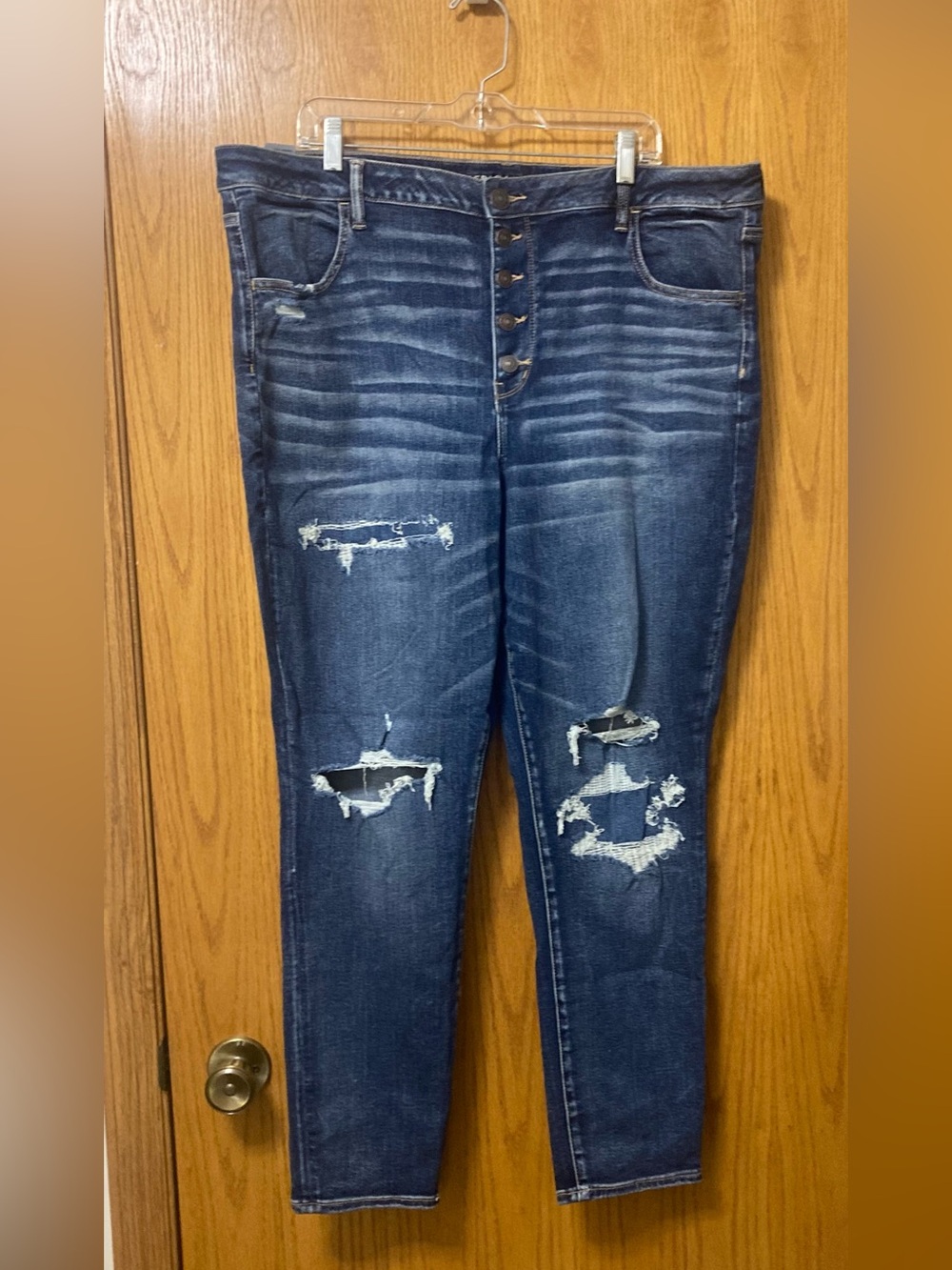 American Eagle Distressed Blue Denim Hi-Rise Jeggings 24 Regular